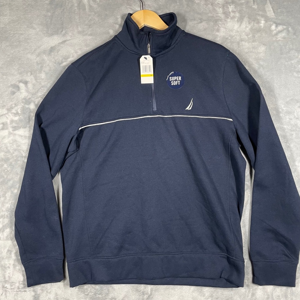 Nautica Mens Super Soft Quarter Zip Pullover Navy Blue K2783T Medium NEW